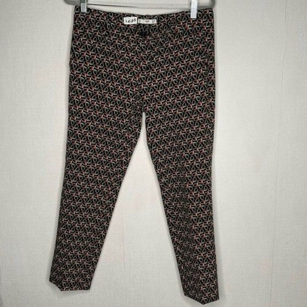 MNG Mango Equestrian Stretch Suit Trousers Ankle Pants Women Size 8 Black/Red‎